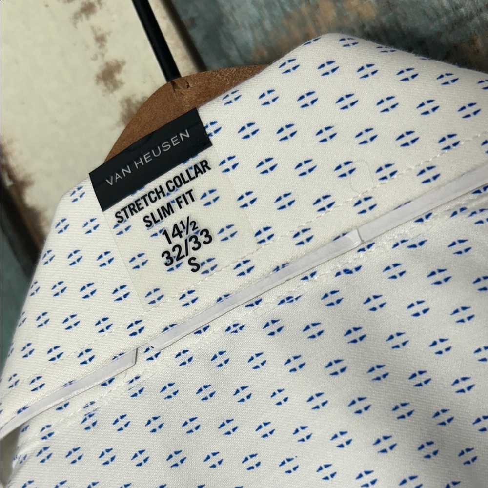 Van Heusen White Geometric Dress Shirt - Picture 10 of 12